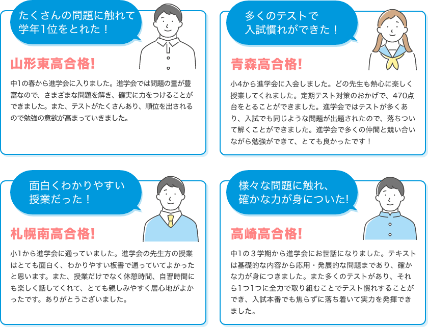 進学会で合格できた受講者の声